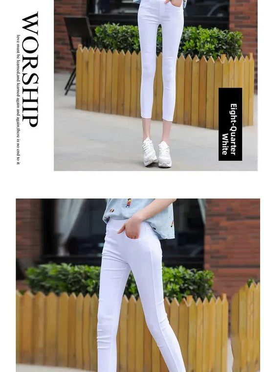 Frauen hohe Taille weiß dünne Leggings, Sommer achtzehn adeazant plonnings, kleine Fuß plonnings sie... MedSurgery Store für digitale Gesundheit