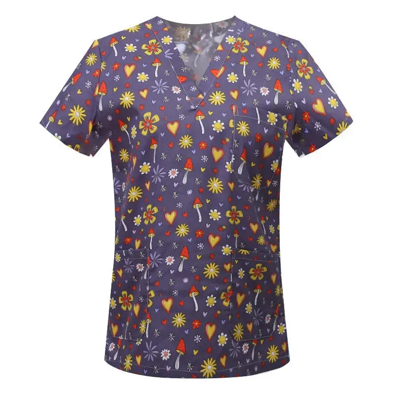 Cartoon Tier drucken Baumwollbluse, chirurgische Scrubs für Tierklinik, Krankenhaus, Krankenpflege CJdropshipping