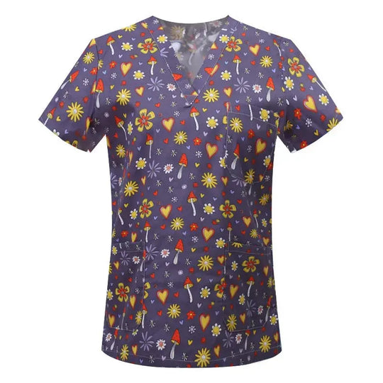 Cartoon Tier drucken Baumwollbluse, chirurgische Scrubs für Tierklinik, Krankenhaus, Krankenpflege CJdropshipping