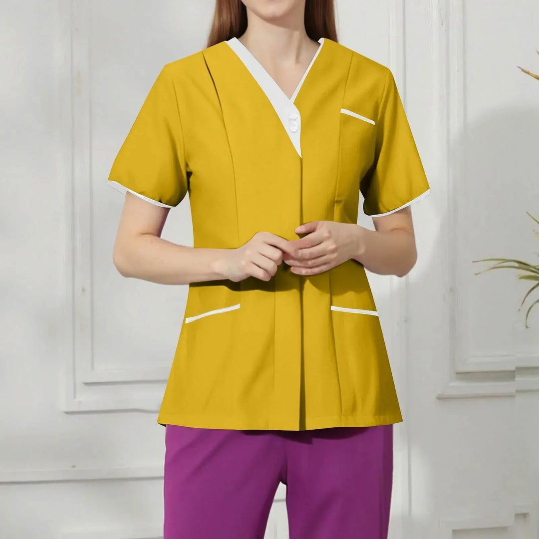 Filipina Medical Elite ISHOWTIENDA - Ergonomische Kurzarm-Klinikuniform mit V-Ausschnitt CJdropshipping