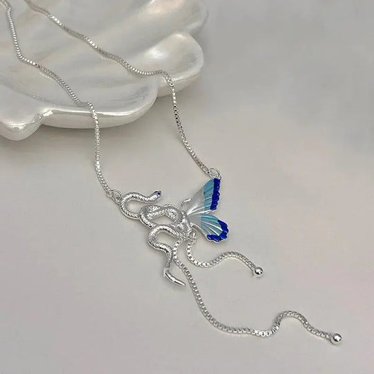 Frauen Schmetterling und Schlange Anhänger Halskette, Y2K Punk Quaste Choker, Cosplaying Schmuck Zubehör MedSurgery Store für digitale Gesundheit