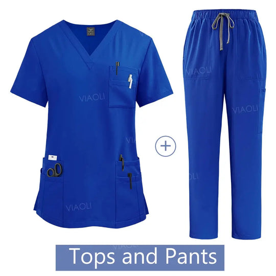 Frauen medizinische Uniform, Krankenhaus Scrubs Set, Großhandel, Krankenpflege Uniformen, Apotheke und Gesundheitswesen Klinik Arbeitskleidung CJdropshipping
