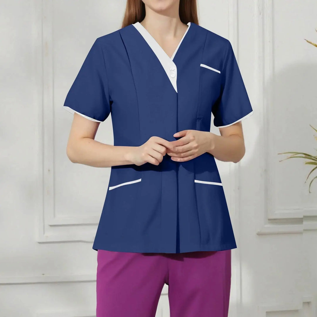Filipina Medical Elite ISHOWTIENDA - Ergonomische Kurzarm-Klinikuniform mit V-Ausschnitt CJdropshipping