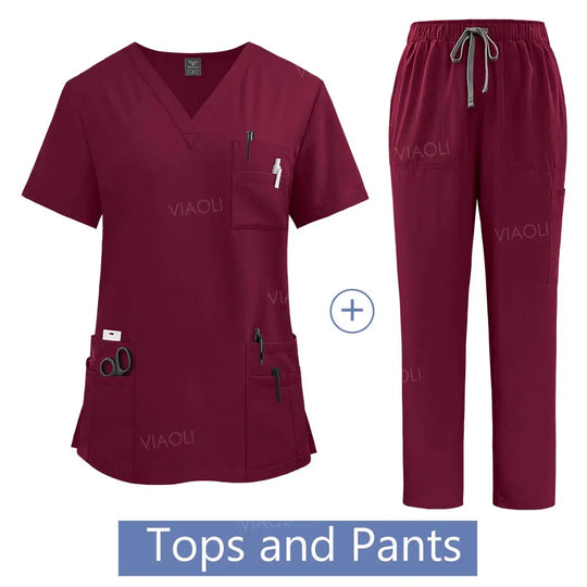 Frauen medizinische Uniform, Krankenhaus Scrubs Set, Großhandel, Krankenpflege Uniformen, Apotheke und Gesundheitswesen Klinik Arbeitskleidung CJdropshipping