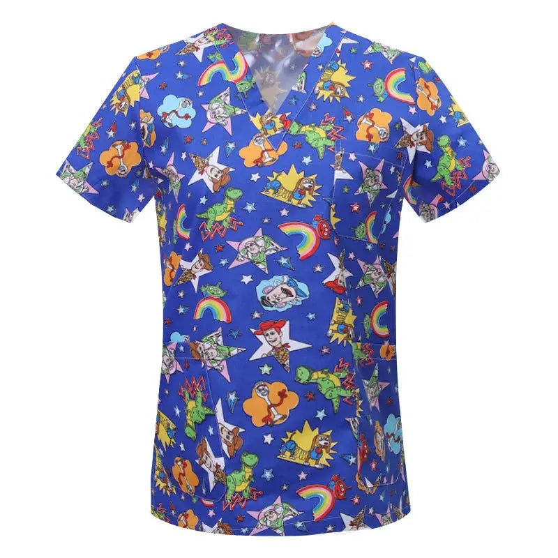 Cartoon Tier drucken Baumwollbluse, chirurgische Scrubs für Tierklinik, Krankenhaus, Krankenpflege CJdropshipping