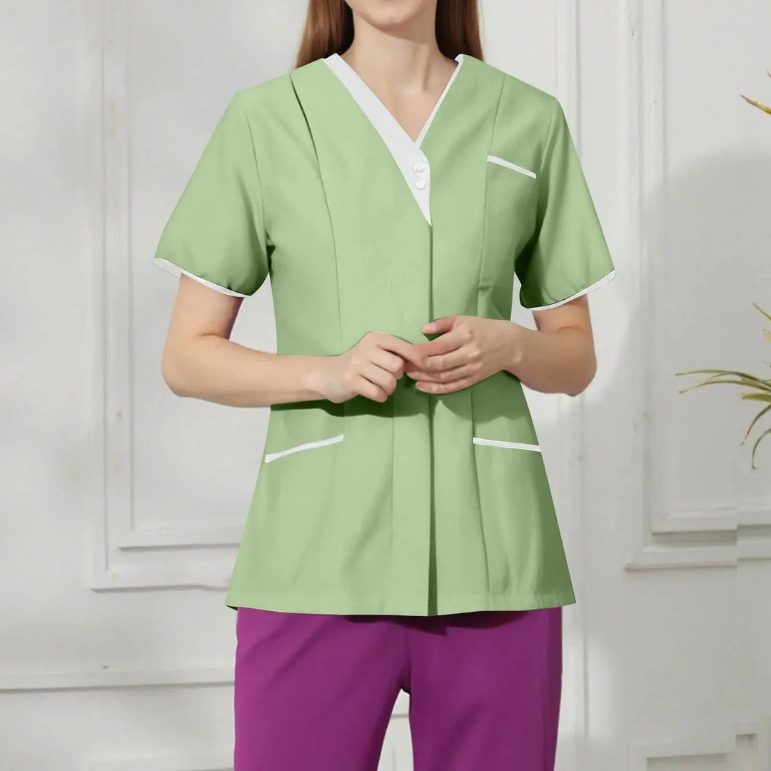 Filipina Medical Elite ISHOWTIENDA - Ergonomische Kurzarm-Klinikuniform mit V-Ausschnitt CJdropshipping