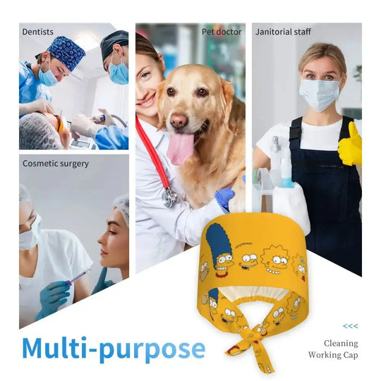 Personalisierte Die Simpsons Cartoon Cartoon medizinisches Personal Scrubs Hut Männer Frauen medizinische Krankenpflege chirurgische Scrub Kappen MedSurgery Store für digitale Gesundheit