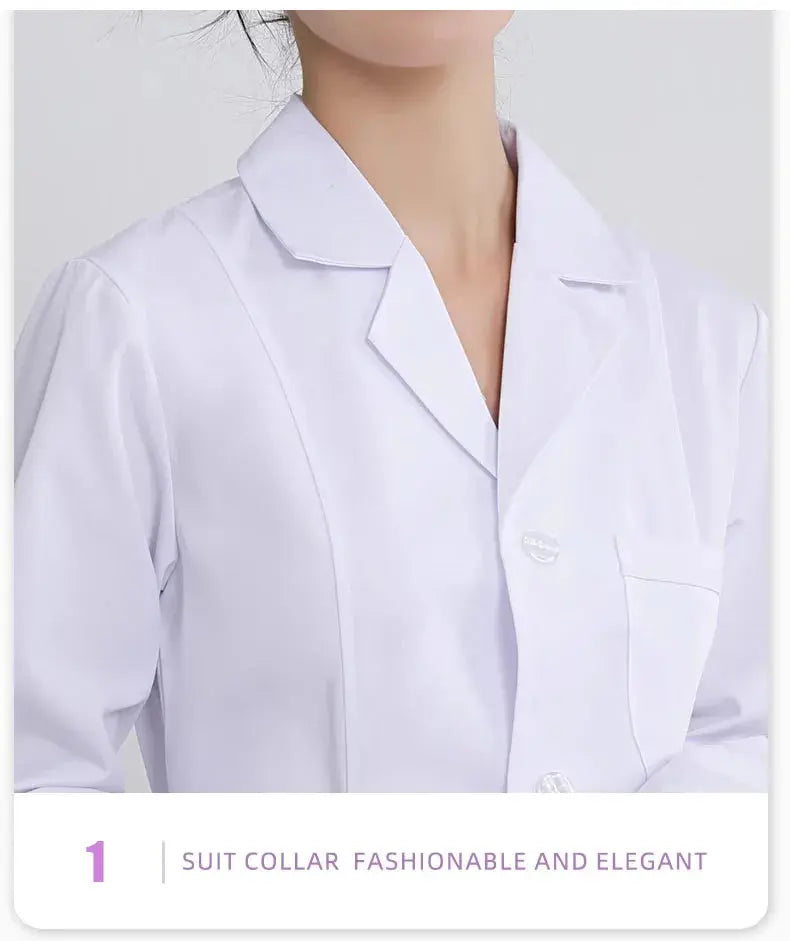 Weißer Arztkittel für Frauen, Baumwollkittel für Krankenschwestern, Arbeitskleidung für Krankenhäuser, wissenschaftliche Laborapotheke professionelle Arbeitsuniform MedSurgery Store For Digital Health