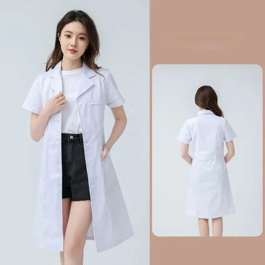 Weißer Arztkittel für Frauen, Baumwollkittel für Krankenschwestern, Arbeitskleidung für Krankenhäuser, wissenschaftliche Laborapotheke professionelle Arbeitsuniform MedSurgery Store For Digital Health