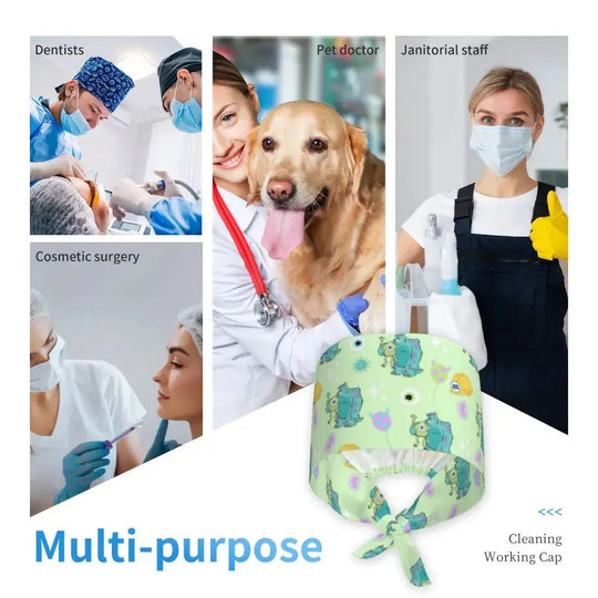 Personalisierte verstellbare Arbeitsmütze mit Monsters University Cartoon, chirurgische Mütze für Männer und Frauen, chirurgische Mütze für Krankenschwestern, Ärzte und Chirurgen MedSurgery Store For Digital Health