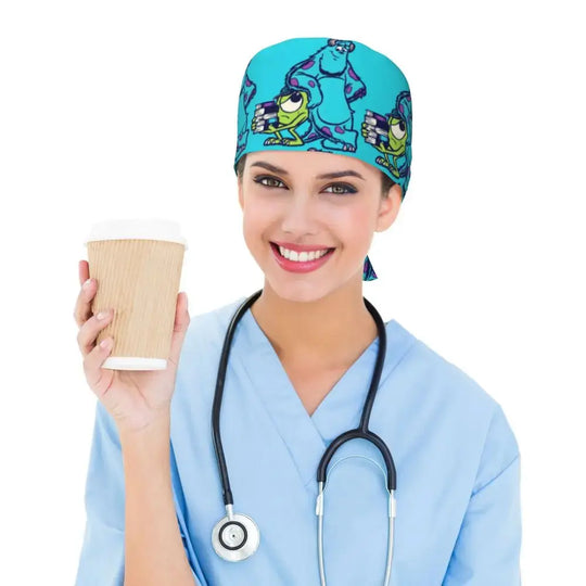 Personalisierte verstellbare Arbeitsmütze mit Monsters University Cartoon, chirurgische Mütze für Männer und Frauen, chirurgische Mütze für Krankenschwestern, Ärzte und Chirurgen MedSurgery Store For Digital Health