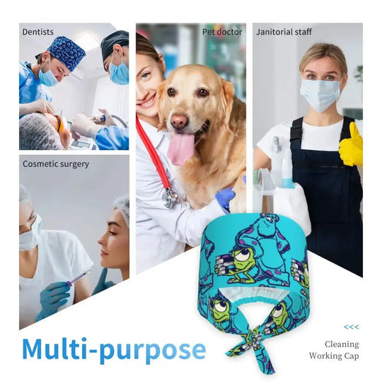 Personalisierte verstellbare Arbeitsmütze mit Monsters University Cartoon, chirurgische Mütze für Männer und Frauen, chirurgische Mütze für Krankenschwestern, Ärzte und Chirurgen MedSurgery Store For Digital Health