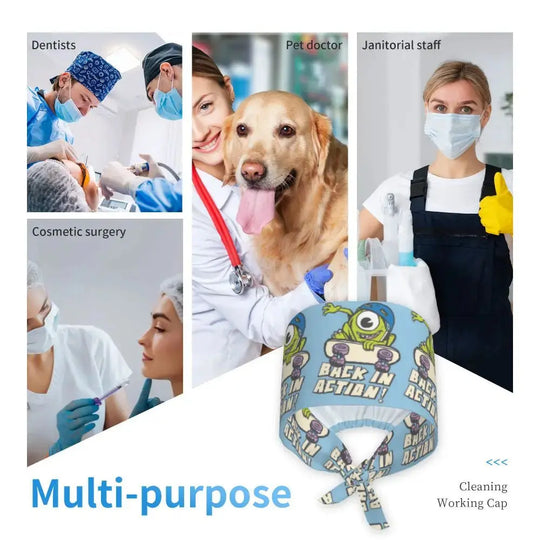 Personalisierte verstellbare Arbeitsmütze mit Monsters University Cartoon, chirurgische Mütze für Männer und Frauen, chirurgische Mütze für Krankenschwestern, Ärzte und Chirurgen MedSurgery Store For Digital Health