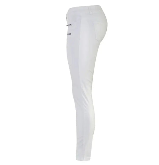 Damenhose mit niedriger Leibhöhe, eng anliegende elastische Hose mit Doppelreißverschluss, weiße Kunstlederhose für Damen MedSurgery Store For Digital Health