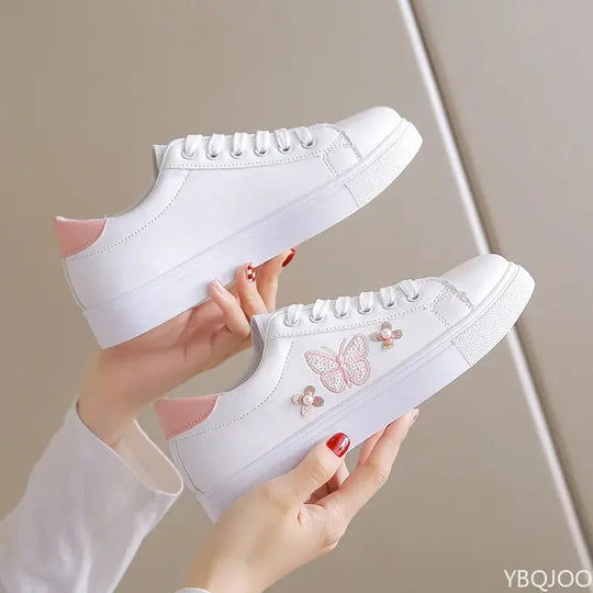 Damen Neue Weiße Schuhe, Modische Atmungsaktive Flache Schuhe, Leder Schnürschuh Freizeitschuhe, Bequeme und Vielseitige Turnschuhe für Frauen MedSurgery Store For Digital Health