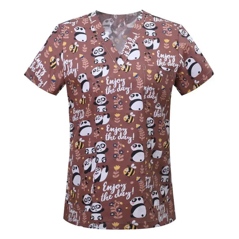 Cartoon Tier drucken Baumwollbluse, chirurgische Scrubs für Tierklinik, Krankenhaus, Krankenpflege CJdropshipping