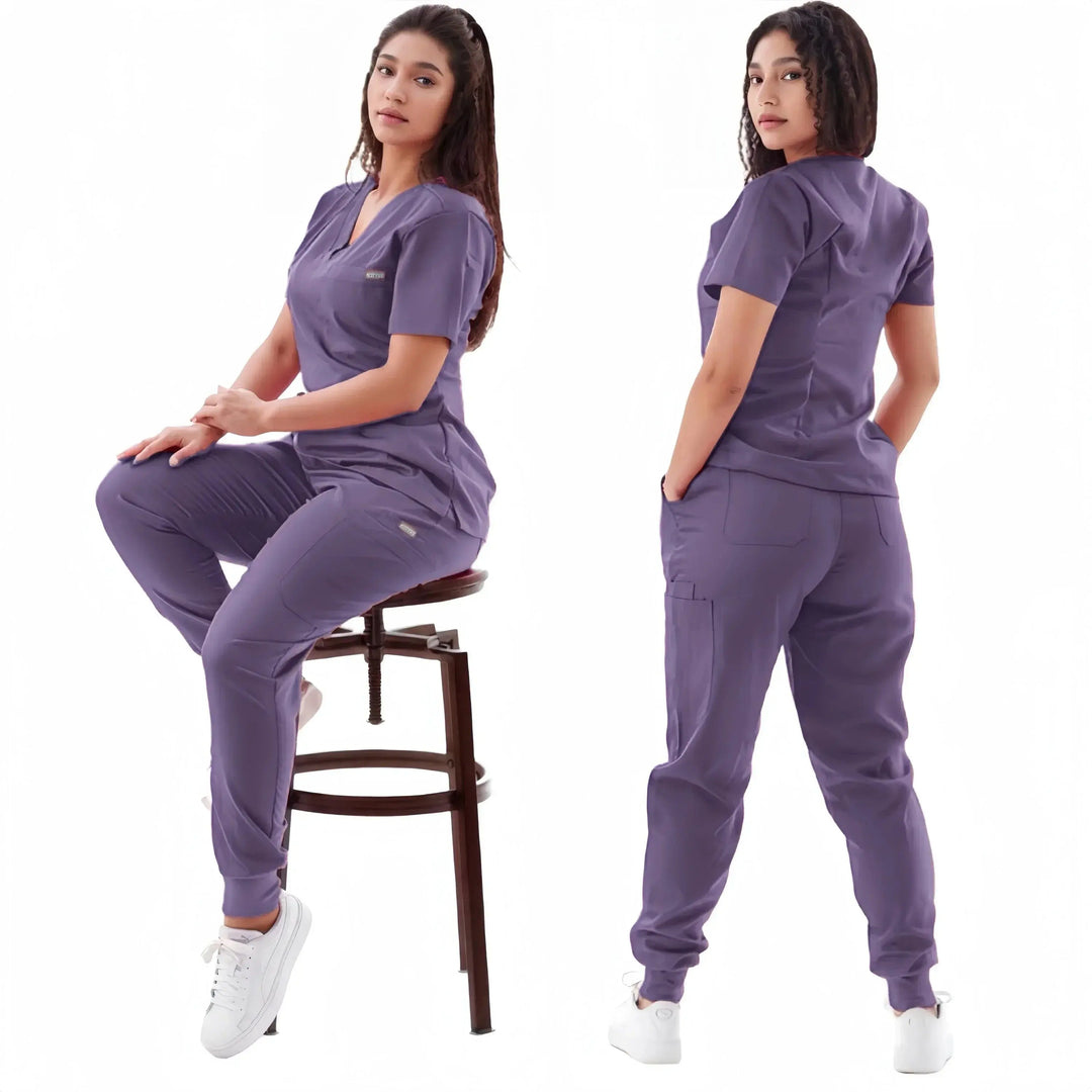 Mehrfarbiger Jogginganzug, Krankenpflegekittel-Set, medizinische Kittel, Krankenpflege-Uniformen, kurzärmelige T-Shirts mit V-Ausschnitt, Taschenhosen MedSurgery Store For Digital Health