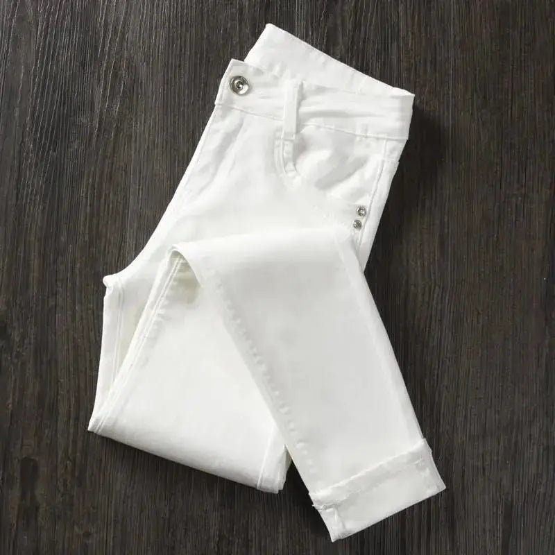 Weiße Skinny-Hose für Frauen, Skinny Jeans mit hoher Taille, Stretch, modisch, Frühling/Sommer/Herbst, 2022 MedSurgery Store For Digital Health