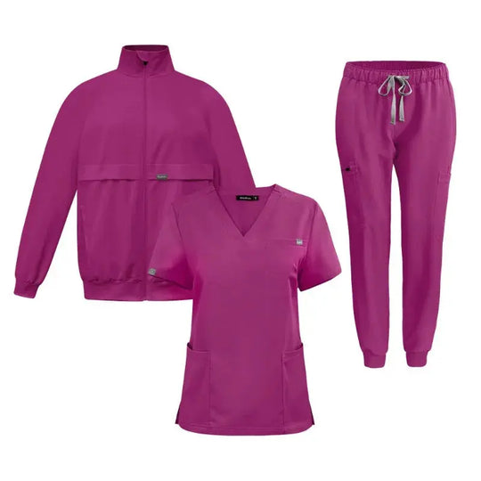 Work Top, Arzt und Krankenschwester Uniform, Plain Pants mit mehr Taschen, Dental Scrub Pants, Unisex Scrubs, 3 Stück Set CJdropshipping