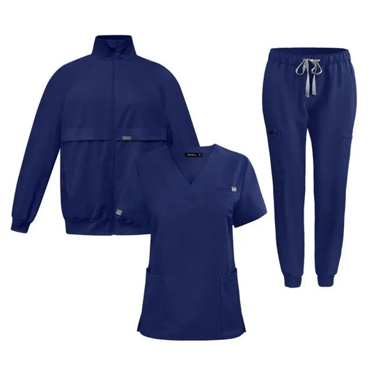 Work Top, Arzt und Krankenschwester Uniform, Plain Pants mit mehr Taschen, Dental Scrub Pants, Unisex Scrubs, 3 Stück Set CJdropshipping