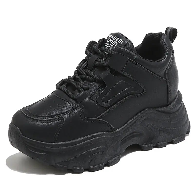 Weiße Plateau-Turnschuhe für Frauen, vulkanisierte Schnürschuhe mit dickem Boden, Pu-Leder, atmungsaktiv, Frühling 2024 MedSurgery Store For Digital Health