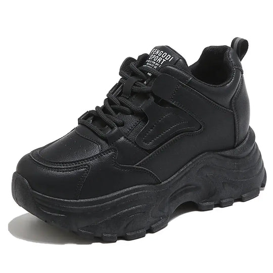 Weiße Plateau-Turnschuhe für Frauen, vulkanisierte Schnürschuhe mit dickem Boden, Pu-Leder, atmungsaktiv, Frühling 2024 MedSurgery Store For Digital Health