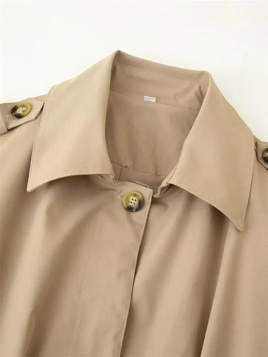 Damen Trenchcoat, neuer Kurzmantel mit Gürtel, Revers, elegantes Freizeitoberteil für Frauen 2025 MedSurgery Store For Digital Health