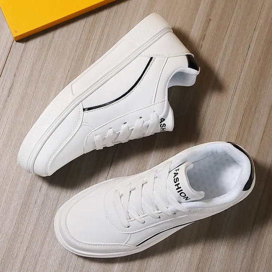 Damen weiße Schuhe, weißer Schiefer Schnürung lässige flache Schuhe, PU-Leder Wanderschuhe, dicke Sohle, Luxus-Mode für Outdoor-Aktivitäten MedSurgery Store For Digital Health
