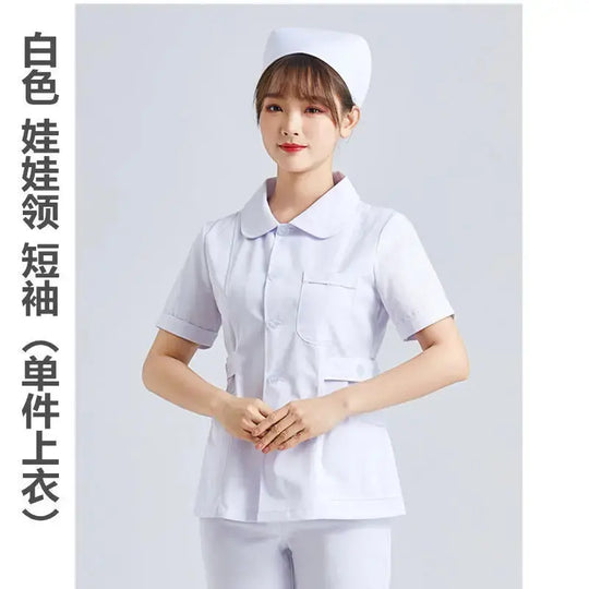 Elite White Krankenschwester Uniform - Frauen Kurzarm verstellbare Scrub Top CJdropshipping