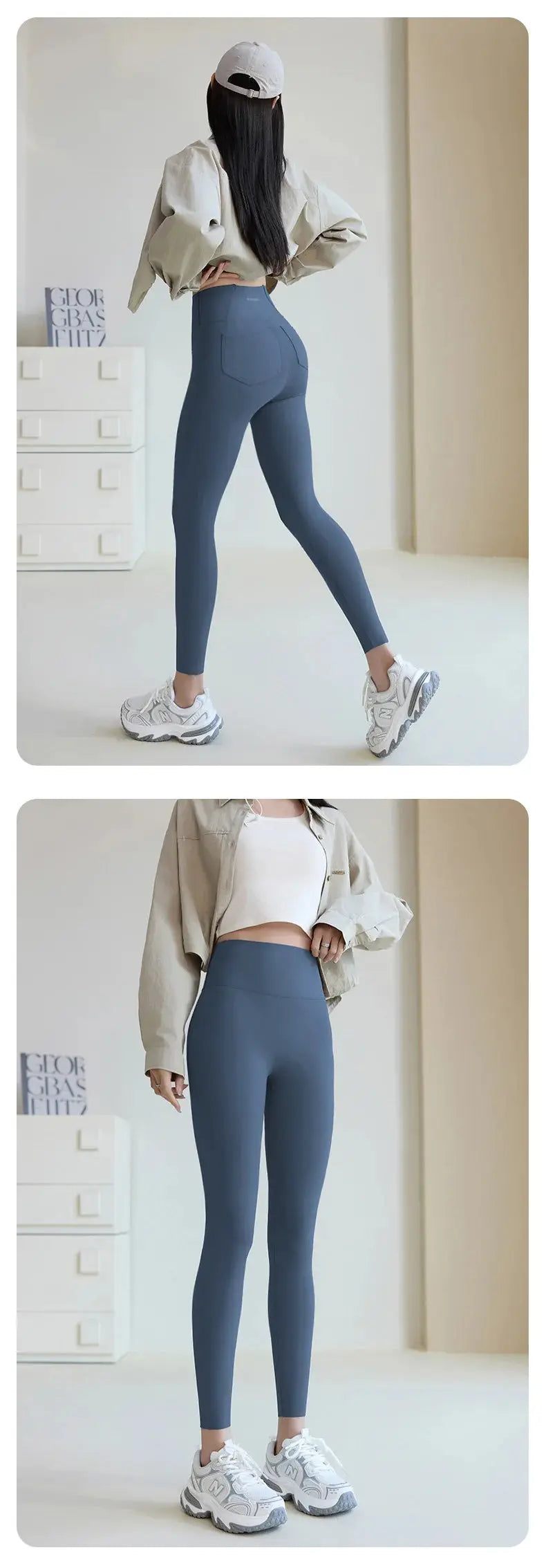 BIVIGAOS 2025 Frühling Sommer Gesäßtasche Haifischhaut Leggings Damen eng weiß Casual Sport Fitness Leggings Leggings Skinny Hosen MedSurgery Store For Digital Health