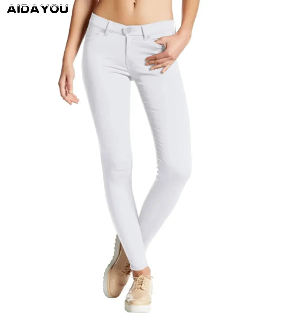 Damen-Jeans aus Baumwollstretch, Freizeithose, weiß, ultra-elastisch, bequem, für die Arbeit MedSurgery Store For Digital Health