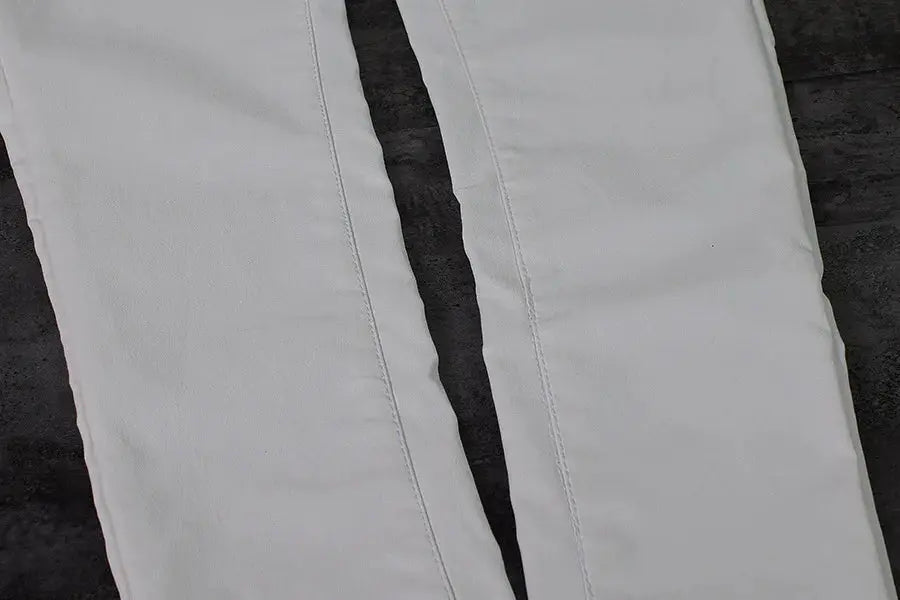 Damenhose mit niedriger Leibhöhe, eng anliegende elastische Hose mit Doppelreißverschluss, weiße Kunstlederhose für Damen MedSurgery Store For Digital Health