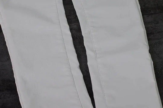 Damenhose mit niedriger Leibhöhe, eng anliegende elastische Hose mit Doppelreißverschluss, weiße Kunstlederhose für Damen MedSurgery Store For Digital Health