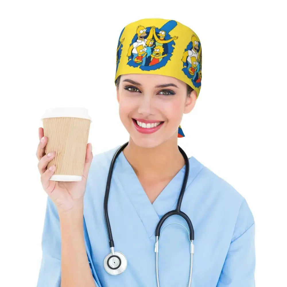 Personalisierte Die Simpsons Cartoon Cartoon medizinisches Personal Scrubs Hut Männer Frauen medizinische Krankenpflege chirurgische Scrub Kappen MedSurgery Store für digitale Gesundheit