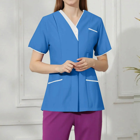 Filipina Medical Elite ISHOWTIENDA - Ergonomische Kurzarm-Klinikuniform mit V-Ausschnitt CJdropshipping