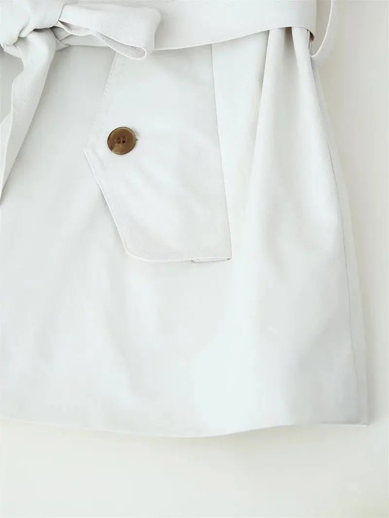 Damen Trenchcoat, neuer Kurzmantel mit Gürtel, Revers, elegantes Freizeitoberteil für Frauen 2025 MedSurgery Store For Digital Health