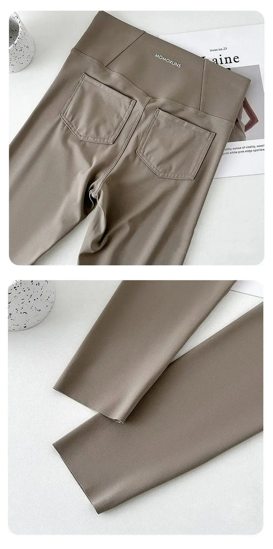 BIVIGAOS 2025 Frühling Sommer Gesäßtasche Haifischhaut Leggings Damen eng weiß Casual Sport Fitness Leggings Leggings Skinny Hosen MedSurgery Store For Digital Health