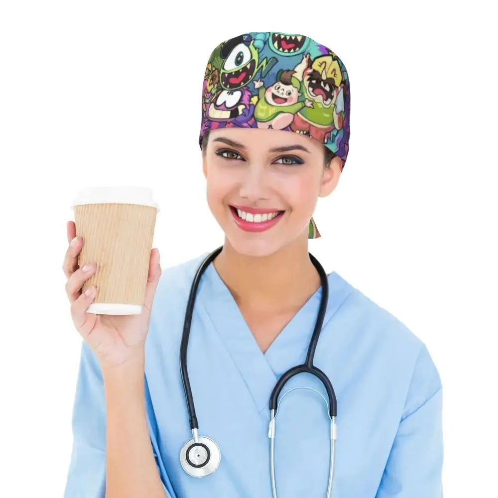 Personalisierte verstellbare Arbeitsmütze mit Monsters University Cartoon, chirurgische Mütze für Männer und Frauen, chirurgische Mütze für Krankenschwestern, Ärzte und Chirurgen MedSurgery Store For Digital Health