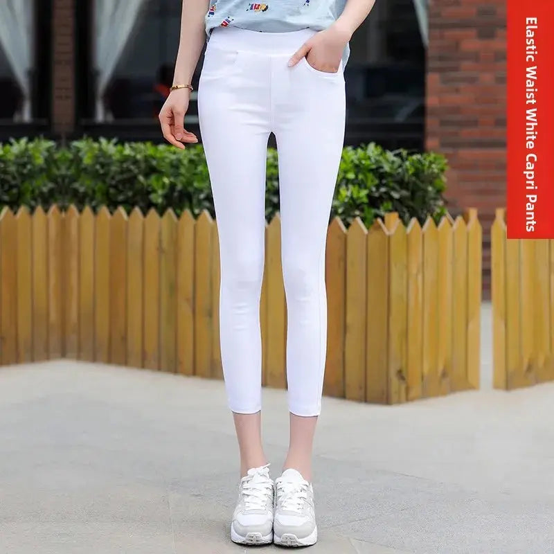 Frauen hohe Taille weiß dünne Leggings, Sommer achtzehn adeazant plonnings, kleine Fuß plonnings sie... MedSurgery Store für digitale Gesundheit