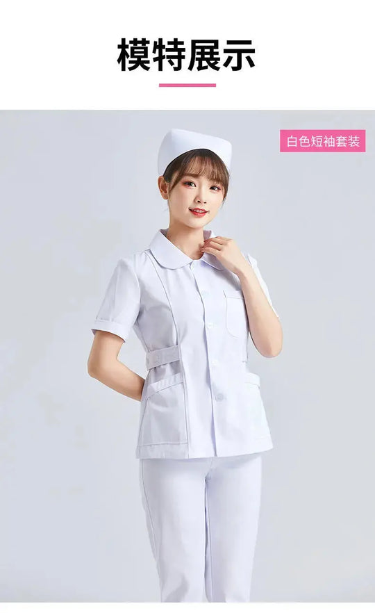 Elite White Krankenschwester Uniform - Frauen Kurzarm verstellbare Scrub Top CJdropshipping
