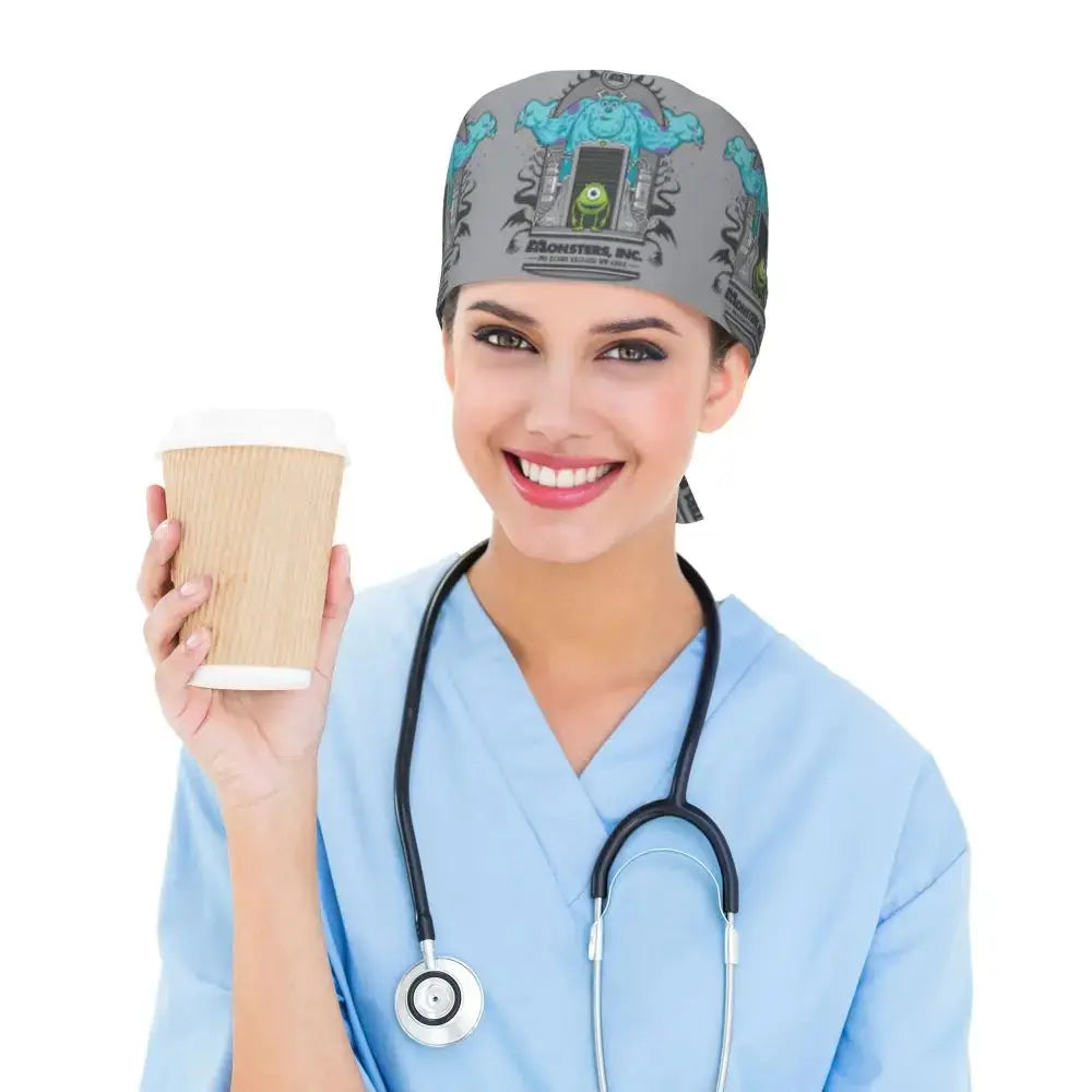 Personalisierte verstellbare Arbeitsmütze mit Monsters University Cartoon, chirurgische Mütze für Männer und Frauen, chirurgische Mütze für Krankenschwestern, Ärzte und Chirurgen MedSurgery Store For Digital Health