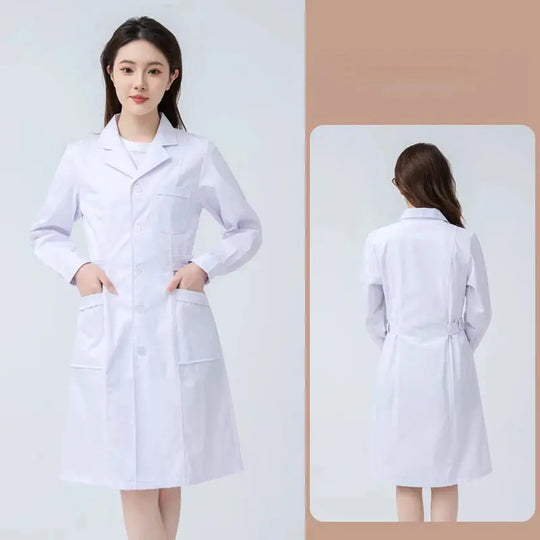 Weißer Arztkittel für Frauen, Baumwollkittel für Krankenschwestern, Arbeitskleidung für Krankenhäuser, wissenschaftliche Laborapotheke professionelle Arbeitsuniform MedSurgery Store For Digital Health
