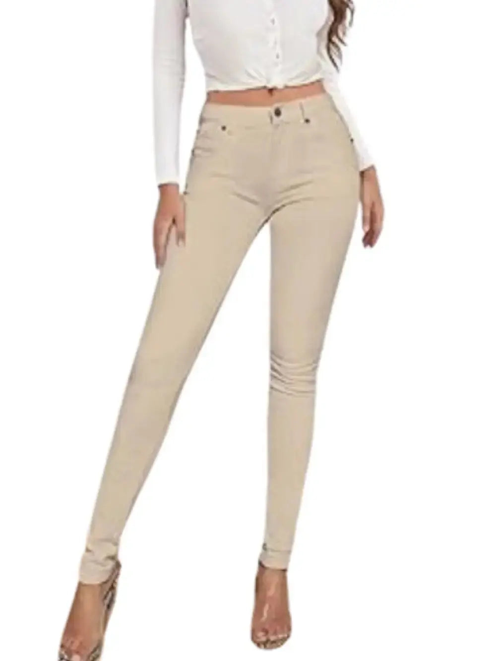 Damen-Jeans aus Baumwollstretch, Freizeithose, weiß, ultra-elastisch, bequem, für die Arbeit MedSurgery Store For Digital Health