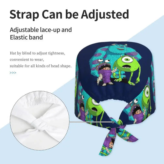 Personalisierte verstellbare Arbeitsmütze mit Monsters University Cartoon, chirurgische Mütze für Männer und Frauen, chirurgische Mütze für Krankenschwestern, Ärzte und Chirurgen MedSurgery Store For Digital Health