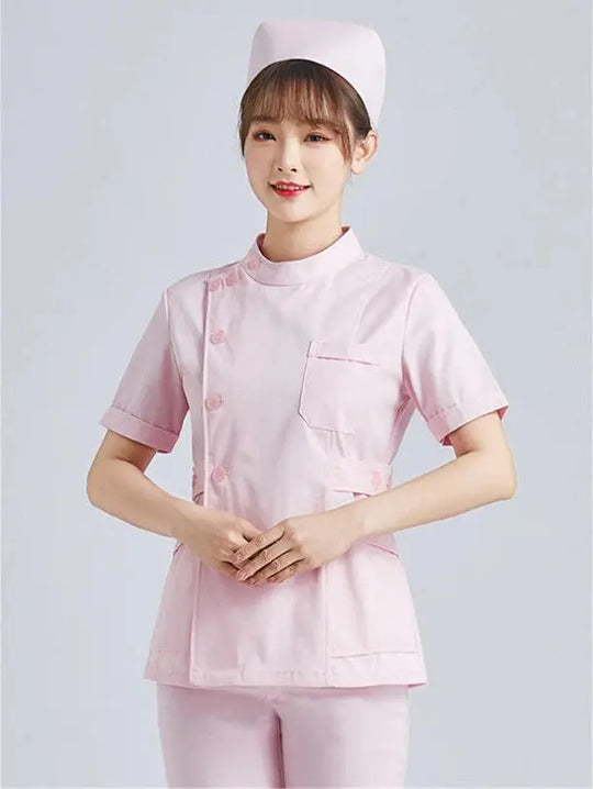 Elite White Krankenschwester Uniform - Frauen Kurzarm verstellbare Scrub Top CJdropshipping