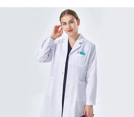 Günstiger weißer Laborkittel für Frauen, Männer, Studenten, Chemie, medizinische Fachkräfte, Krankenschwester, Langarm, Arztkittel XK002 MedSurgery Store For Digital Health