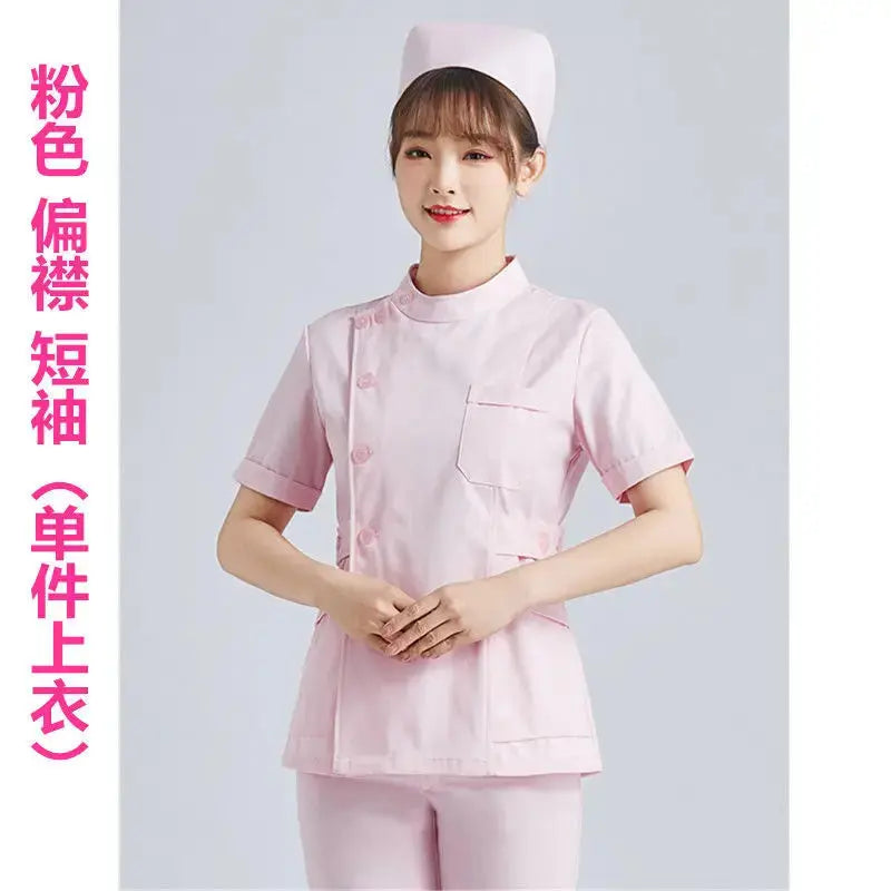 Elite White Krankenschwester Uniform - Frauen Kurzarm verstellbare Scrub Top CJdropshipping