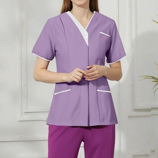 Filipina Medical Elite ISHOWTIENDA - Ergonomische Kurzarm-Klinikuniform mit V-Ausschnitt CJdropshipping