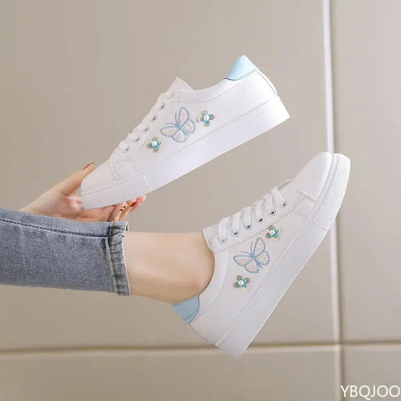 Damen Neue Weiße Schuhe, Modische Atmungsaktive Flache Schuhe, Leder Schnürschuh Freizeitschuhe, Bequeme und Vielseitige Turnschuhe für Frauen MedSurgery Store For Digital Health