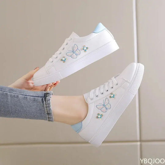 Damen Neue Weiße Schuhe, Modische Atmungsaktive Flache Schuhe, Leder Schnürschuh Freizeitschuhe, Bequeme und Vielseitige Turnschuhe für Frauen MedSurgery Store For Digital Health